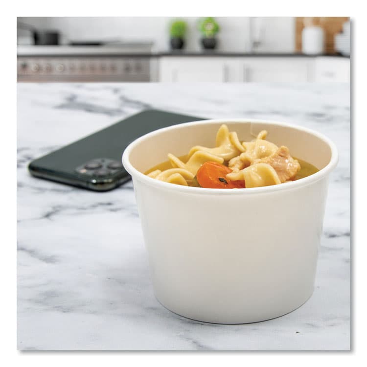 DART Double Poly Paper Food Container, Squat, 16 oz, White, 25/Pack, 20 Packs/Carton (SCCVS616) thumbnail 4