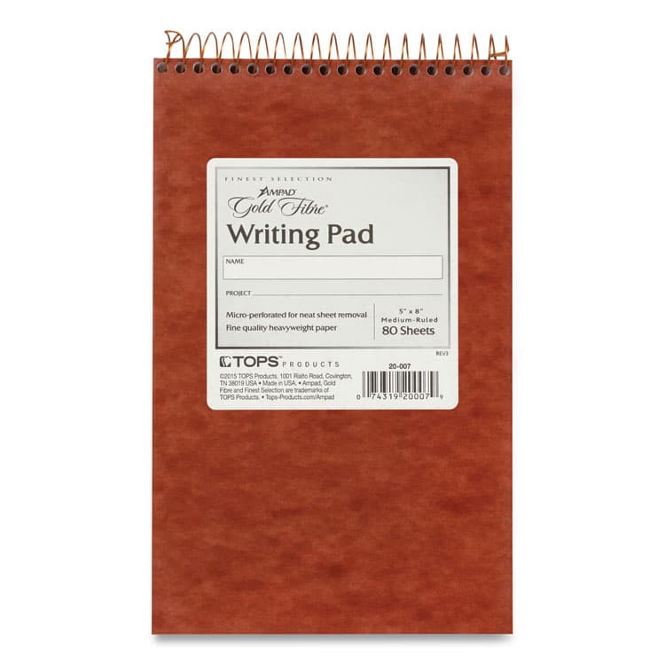 AMPAD/DIV. OF AMERCN PD&PPR Gold Fibre Retro Wirebound Writing Pads, Red Cover, Medium/College Rule, (80) White 5 x 8 Sheets (TOP20007) thumbnail 2