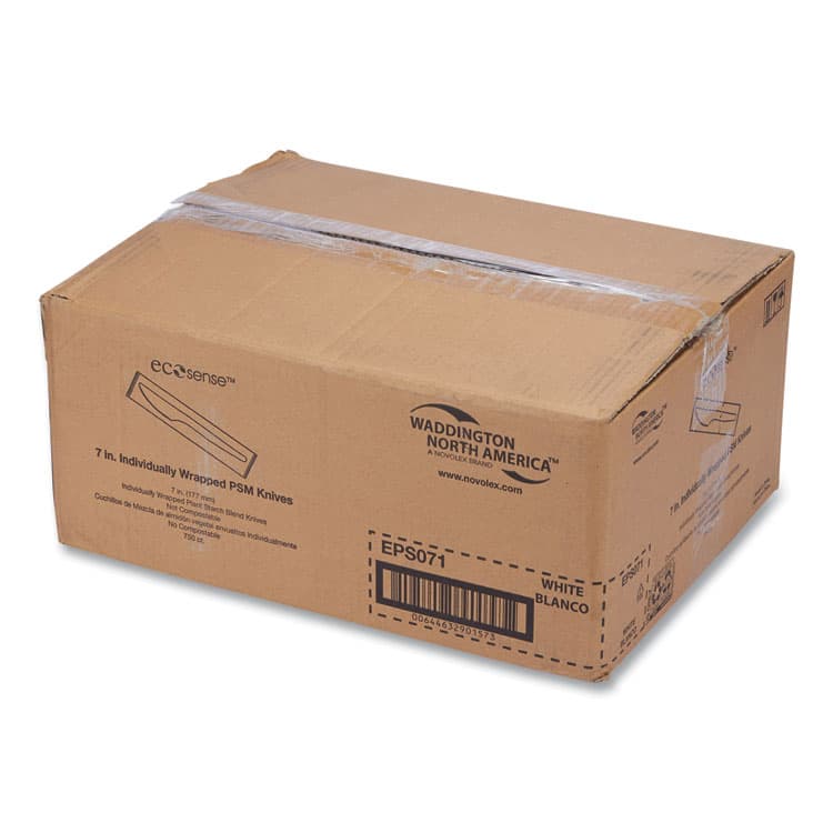 ECO-PRODUCTS,INC. EcoSense Renewable Plant Starch Cutlery, Individually Wrapped, Mediumweight Knife, Plastic, Natural, 750/Carton (WNAEPS071) thumbnail 2