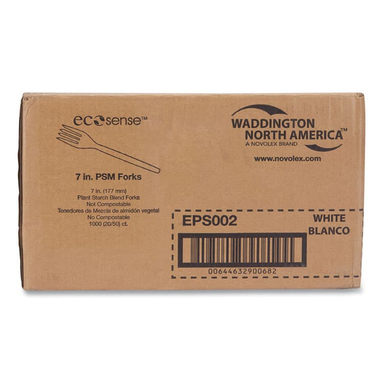 ECO-PRODUCTS,INC. EcoSense Renewable Plant Starch Cutlery, Fork, Plastic, Cream, 50/Pack, 20 Packs/Carton (WNAEPS002)