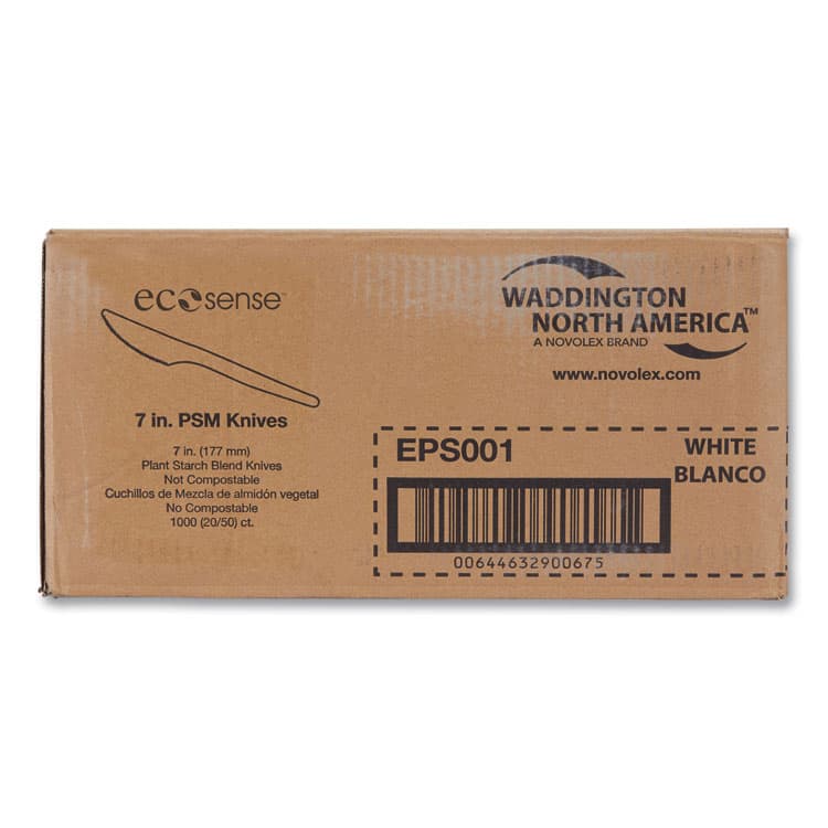 ECO-PRODUCTS,INC. EcoSense Renewable Plant Starch Cutlery, Knife, Plastic, Cream, 50/Pack, 20 Packs/Carton (WNAEPS001)