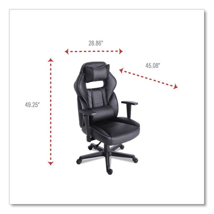 ALERA Racing Style Ergonomic Gaming Chair, Supports 275 lb, 15.91" to 19.8" Seat Height, Black/Gray Trim Seat/Back, Black/Gray Base (ALEGM4146) thumbnail 3