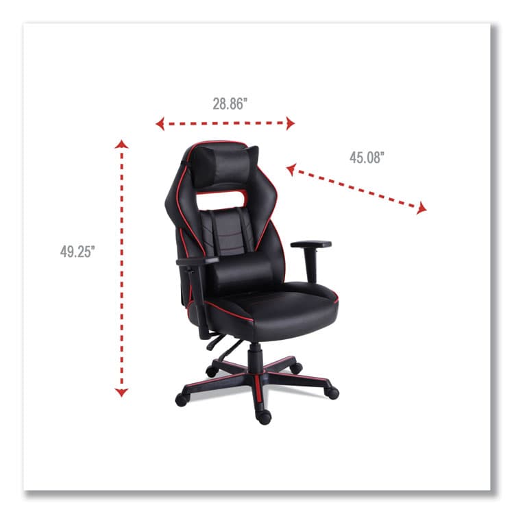 ALERA Racing Style Ergonomic Gaming Chair, Supports 275 lb, 15.91" to 19.8" Seat Height, Black/Red Trim Seat/Back, Black/Red Base (ALEGM4136) thumbnail 3