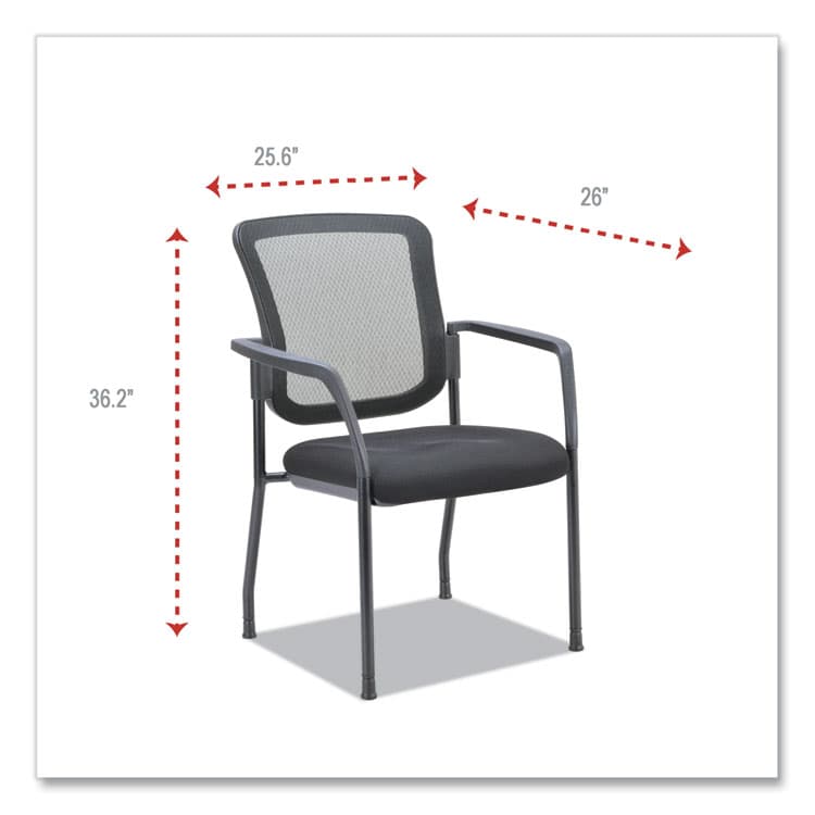 ALERA Alera Elusion Series Mesh Back Stacking Guest Chair, 26" x 25.6" x 36.2", Black Seat, Black Back, Black Base (ALEEL4314) thumbnail 3