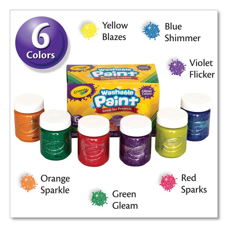 BINNEY & SMITH / CRAYOLA Washable Paint, 6 Assorted Classic Colors, 2 oz Bottle, 6/Pack (CYO542400) thumbnail 2