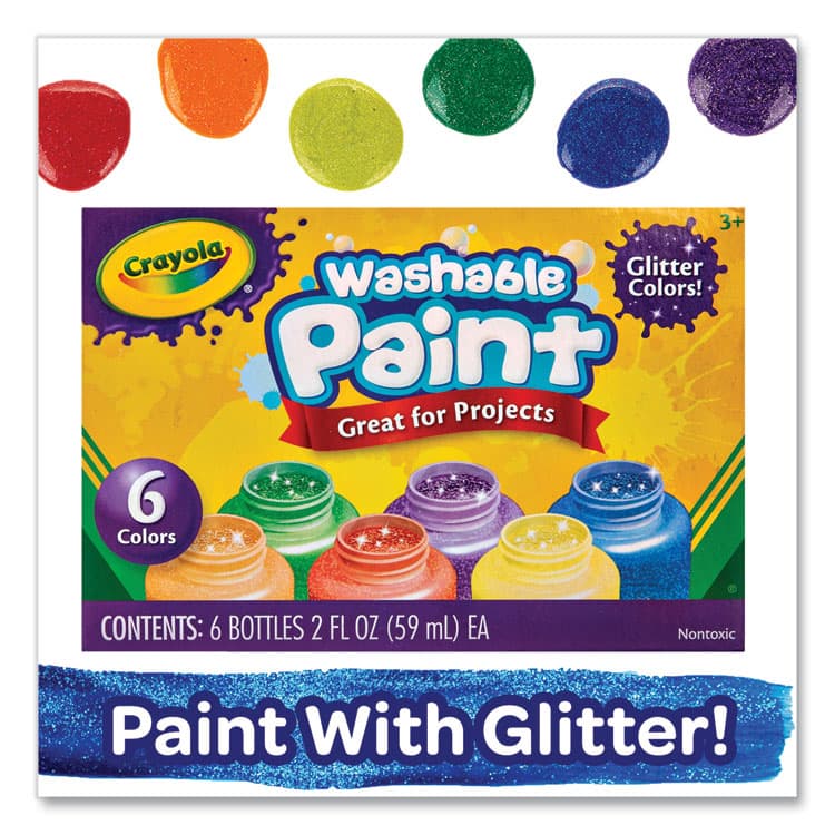 BINNEY & SMITH / CRAYOLA Washable Paint, 6 Assorted Classic Colors, 2 oz Bottle, 6/Pack (CYO542400) thumbnail 4