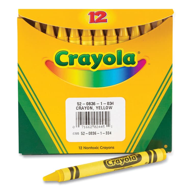 BINNEY & SMITH / CRAYOLA Bulk Crayons, Regular Size, 0.31" x 3.63", Yellow, 12/Box (CYO520836034)
