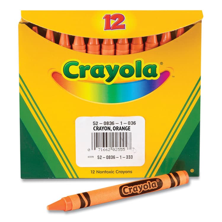 BINNEY & SMITH / CRAYOLA Bulk Crayons, Regular Size, 0.31" x 3.63", Orange, 12/Box (CYO520836036)