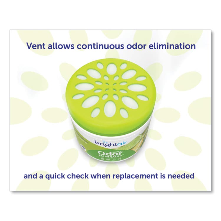 BRIGHT AIR Super Odor Eliminator, Zesty Lemon and Lime, 14 oz Jar, 6/Carton (BRI900248) thumbnail 3
