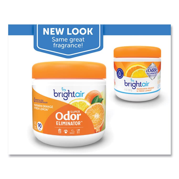 BRIGHT AIR Super Odor Eliminator, Mandarin Orange and Fresh Lemon, 14 oz Jar, 6/Carton (BRI900013CT) thumbnail 3