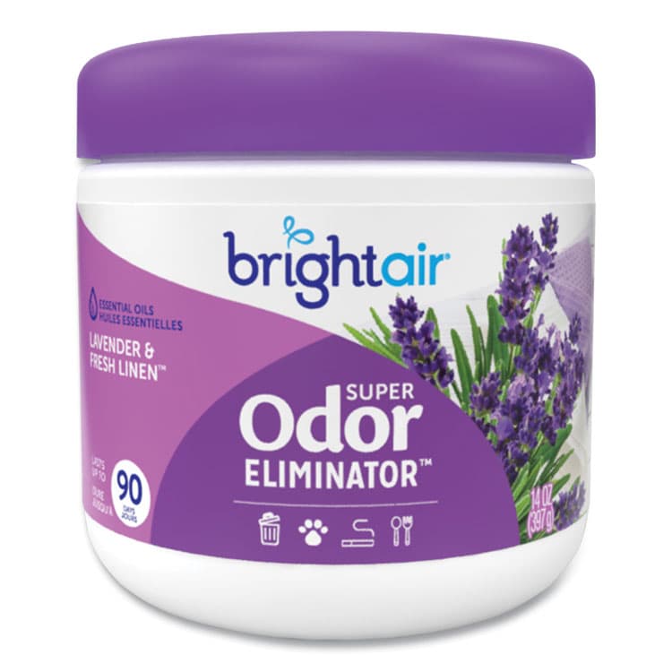 BRIGHT AIR Super Odor Eliminator, Lavender and Fresh Linen, Purple, 14 oz Jar (BRI901325)