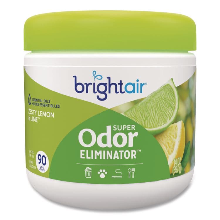 BRIGHT AIR Super Odor Eliminator, Zesty Lemon and Lime, 14 oz Jar, 6/Carton (BRI900248)