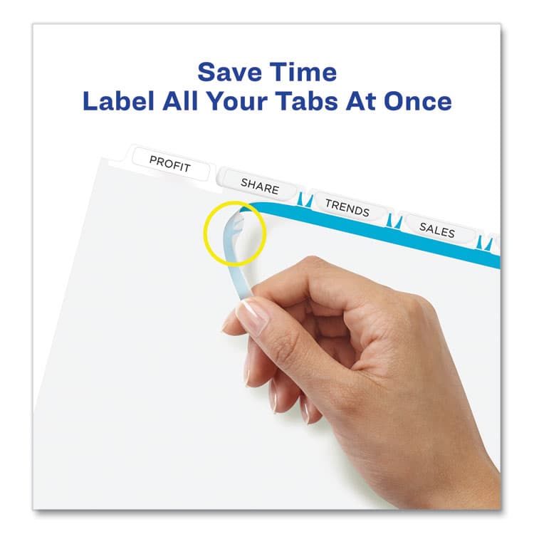AVERY PRODUCTS CORPORATION Print and Apply Index Maker Clear Label Dividers, Extra Wide Tab, 5-Tab, White Tabs, 11.25 x 9.25, White, 1 Set (AVE11438)
