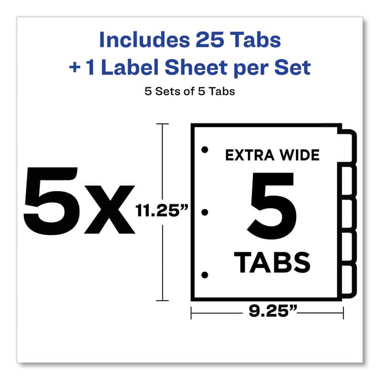 AVERY PRODUCTS CORPORATION Print and Apply Index Maker Clear Label Dividers, Extra Wide Tab, 5-Tab, White Tabs, 11.25 x 9.25, White, 5 Sets (AVE11440) thumbnail 3