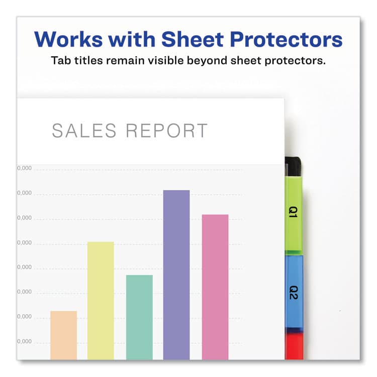 AVERY PRODUCTS CORPORATION Insertable Big Tab Plastic 2-Pocket Dividers, 5-Tab, 11.13 x 9.25, Assorted, 1 Set (AVE11906) thumbnail 2