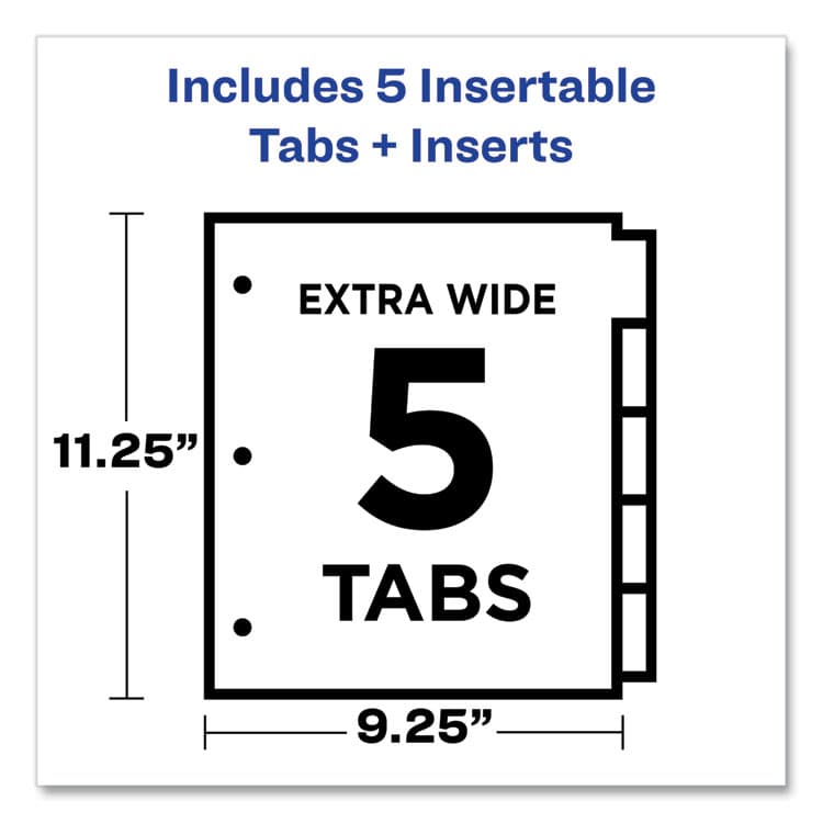 AVERY PRODUCTS CORPORATION Insertable Big Tab Plastic 2-Pocket Dividers, 5-Tab, 11.13 x 9.25, Assorted, 1 Set (AVE11906) thumbnail 3