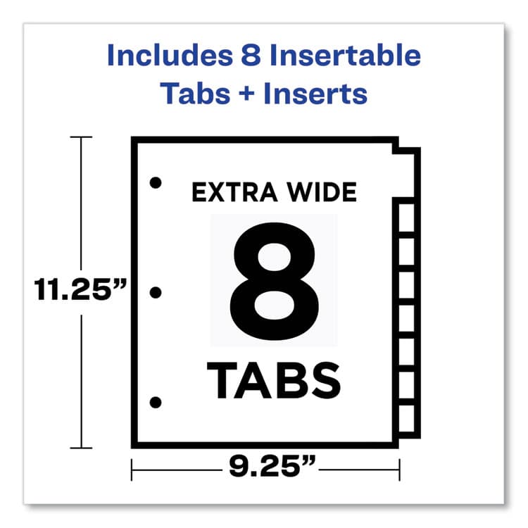 AVERY PRODUCTS CORPORATION Insertable Big Tab Plastic 2-Pocket Dividers, 8-Tab, 11.13 x 9.25, Assorted, 1 Set (AVE11907) thumbnail 3