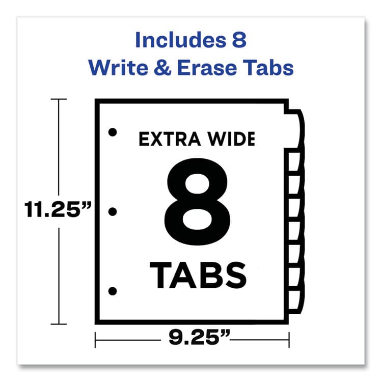AVERY PRODUCTS CORPORATION Write and Erase Durable Plastic Dividers with Slash Pocket, 3-Hold Punched, 8-Tab, 11.13 x 9.25, Assorted, 1 Set (AVE16177) thumbnail 3