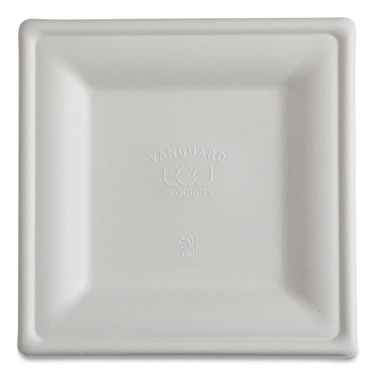 ECO-PRODUCTS,INC. Vanguard Renewable and Compostable Sugarcane Plates, 10 x 10, White, 250/Carton (ECOEPP023NFA)