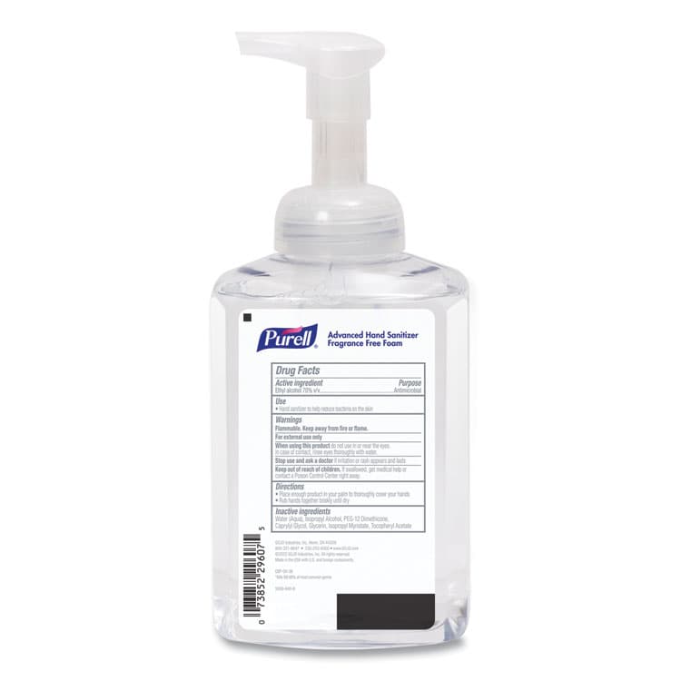 GO-JO INDUSTRIES Advanced Hand Sanitizer Foam, 515 mL, Pump Bottle, Fragrance-Free, 4/Carton (GOJ500904CT) thumbnail 3