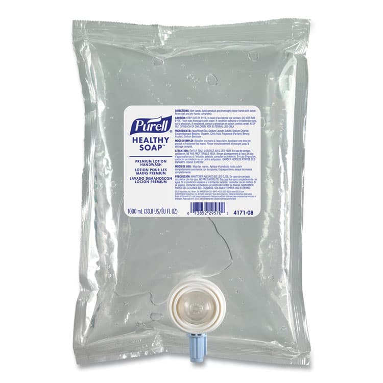 GO-JO INDUSTRIES HEALTHY SOAP Premium Lotion Handwash Refill, Waterfall Scent, 1,000 mL, 8/Carton (GOJ417108CT) thumbnail 2