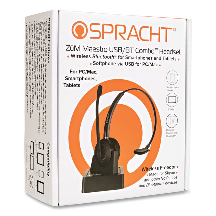 SPRACHT ZuM Maestro HS-2060 Monaural Over The Head Headset, Black (SPTHS2060) thumbnail 2