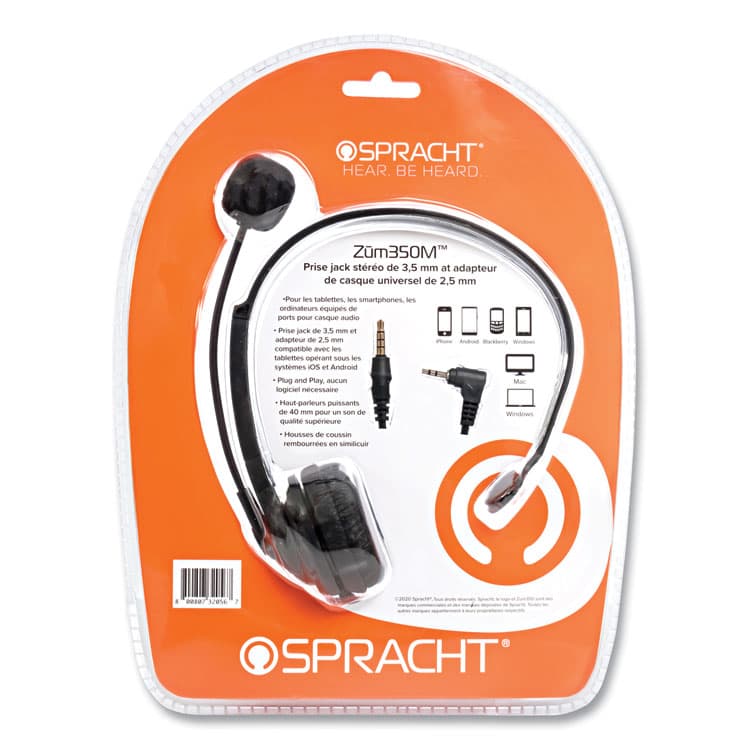 SPRACHT ZuM ZuM350M Monaural Over The Head Headset, Black (SPTZUM350M) thumbnail 2