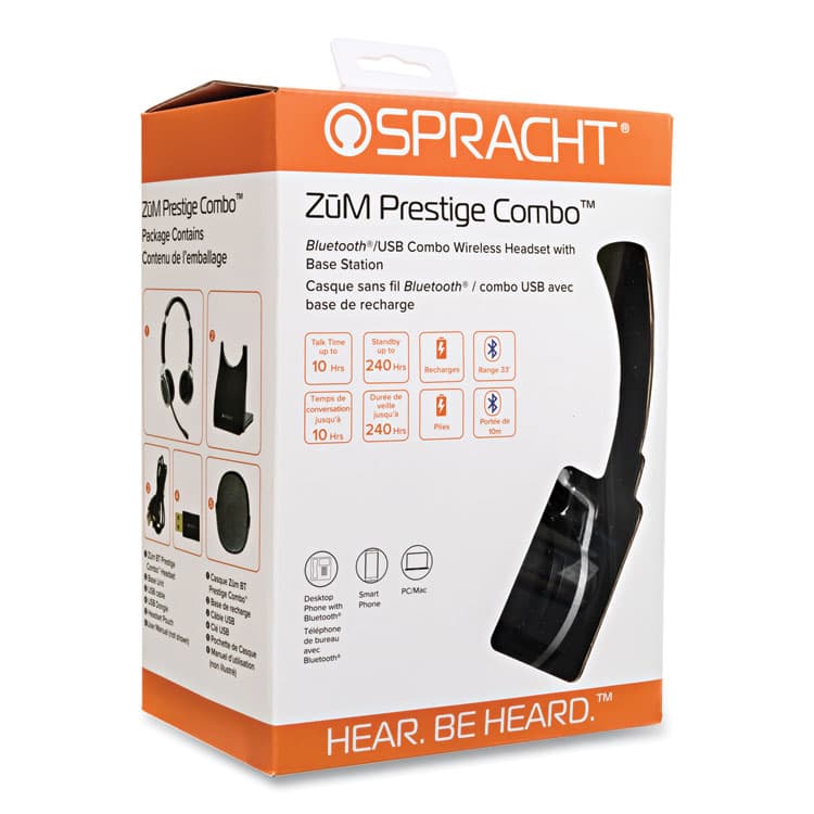 SPRACHT ZuM BT Prestige Combo Binaural Over The Head Headset with USB Dongle, Black (SPTZUMBTP410) thumbnail 2