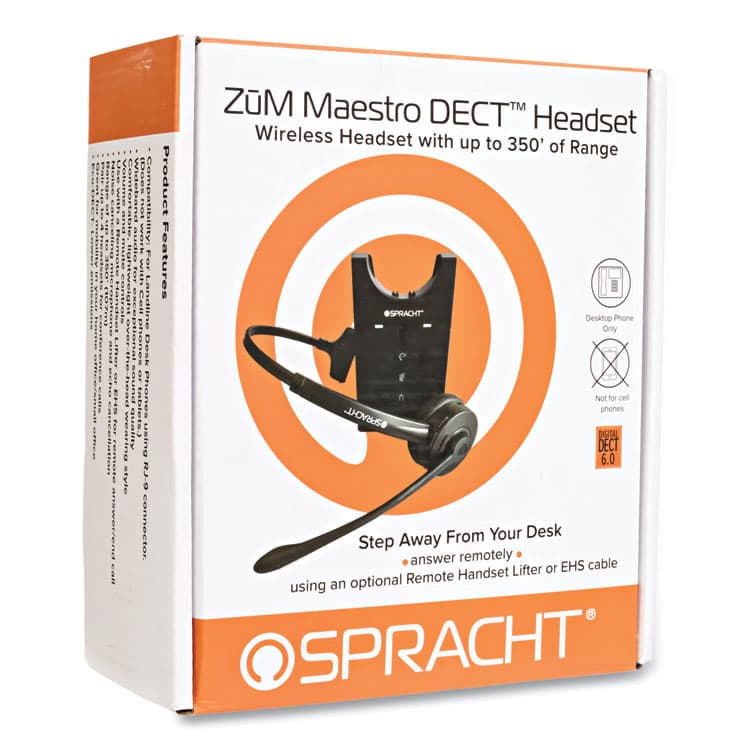 SPRACHT ZuM Maestro DECT Monaural Over The Head Headset, Black (SPTHS2018) thumbnail 2