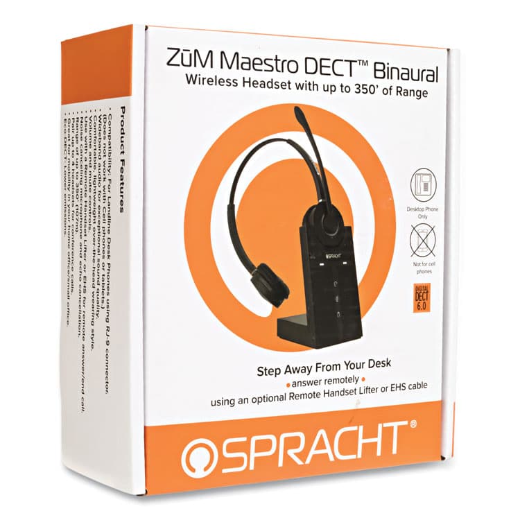 SPRACHT ZuM Maestro DECT Binaural Over The Head Headset, Black (SPTHS2019) thumbnail 2