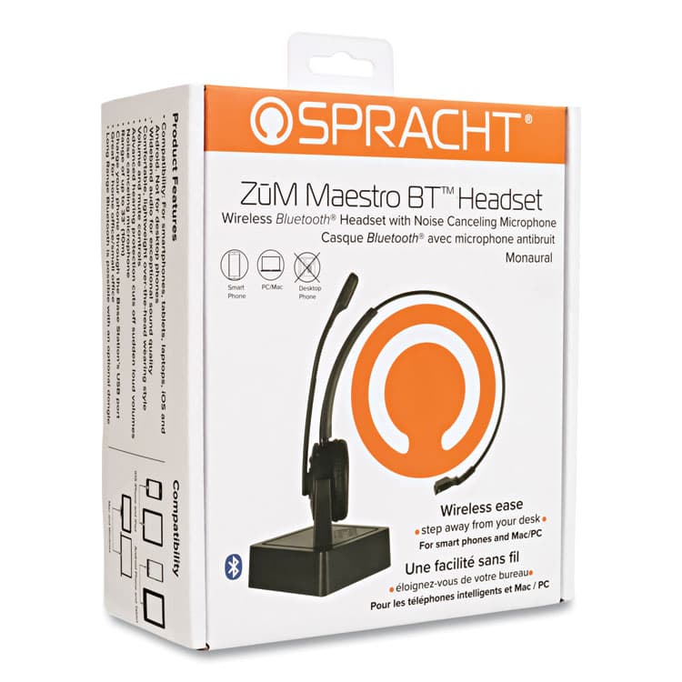 SPRACHT ZuM Maestro Bluetooth Monaural Over The Head Headset, Black (SPTHS2050) thumbnail 2