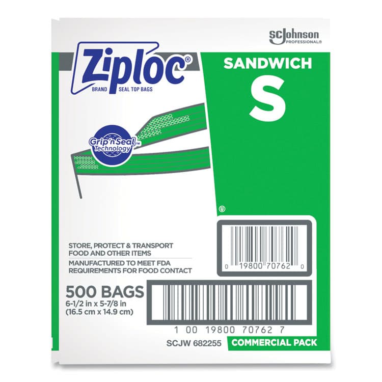 SC JOHNSON Resealable Sandwich Bags, 6.5" x 6", Clear, 500/Box (SJN373953) thumbnail 4