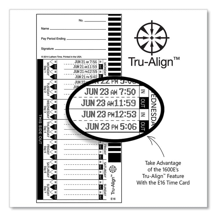 LATHEM TIME CORPORATION 1600E Tru-Align Time Clock and Stamp, Digital Display, Dark Gray (LTH1600E) thumbnail 4