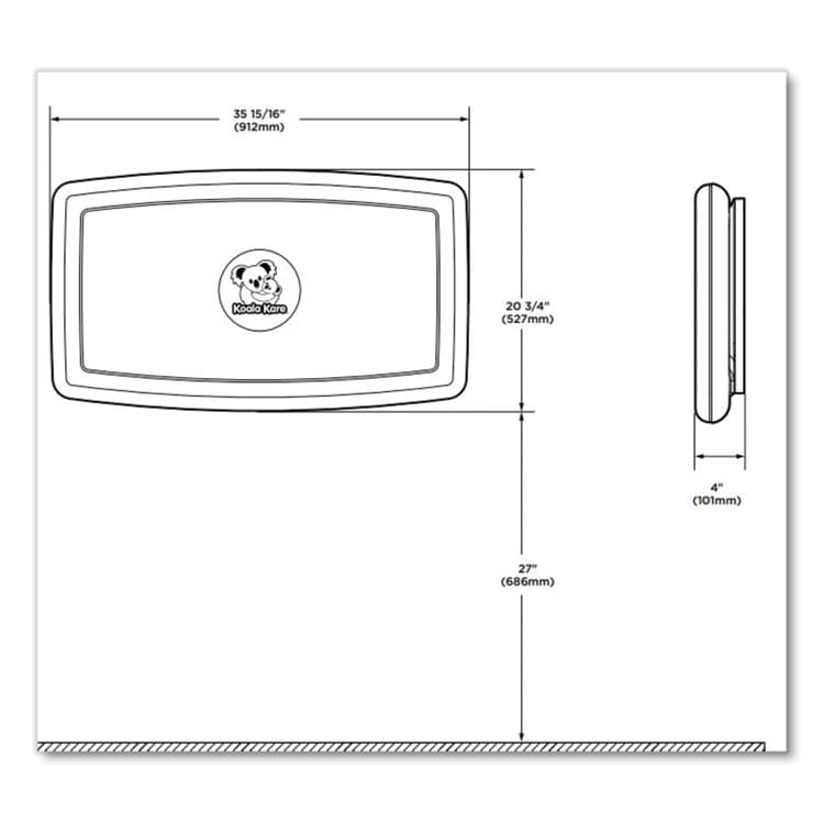 BOBRICK WASHROOM Baby Changing Station, Wall Horizontal Mount, 36.5 x 21.25, Gray (KKPKB30001) thumbnail 4
