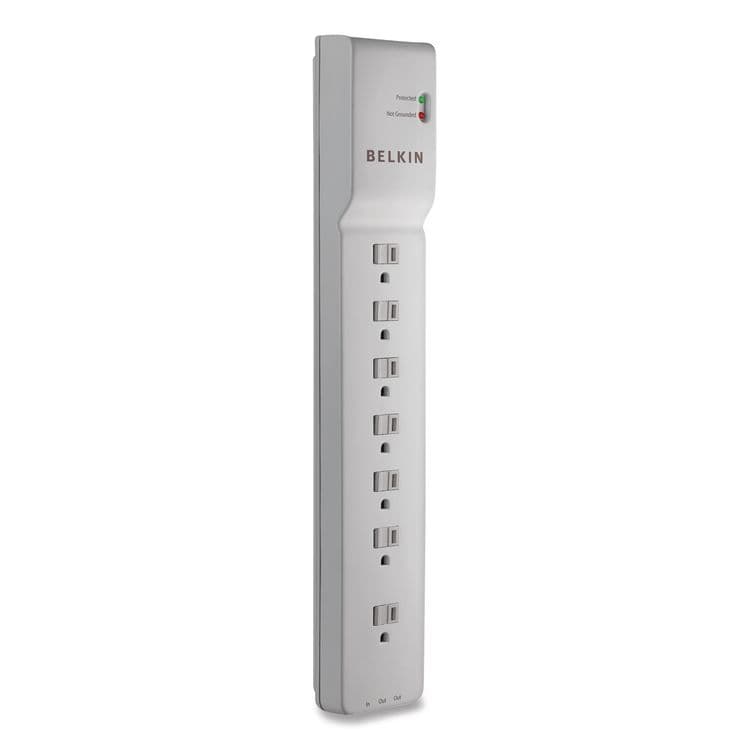 BELKIN COMPONENTS Home/Office Surge Protector, 7 AC Outlets, 12 ft Cord, 2,160 J, White (BLKBE10720012)