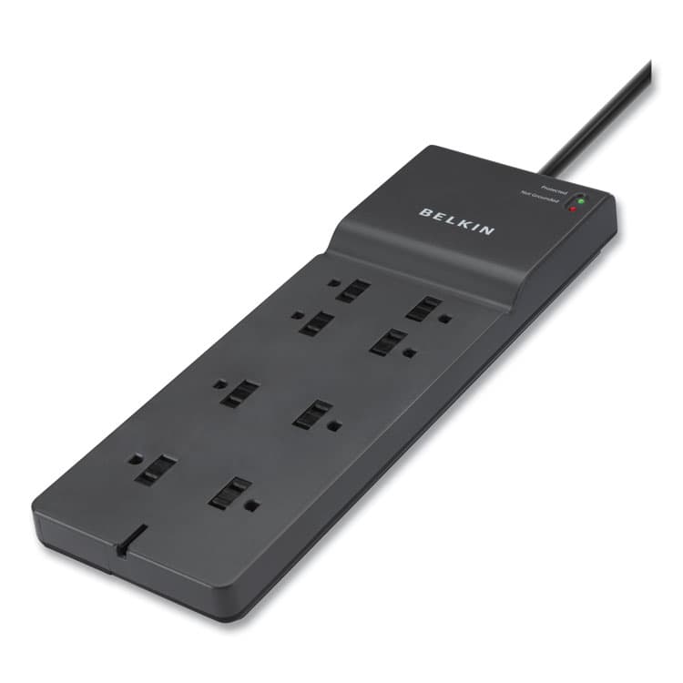 BELKIN COMPONENTS Home/Office Surge Protector, 8 AC Outlets, 8 ft Cord, 2,500 J, Black (BLKBE10800008CM) thumbnail 2