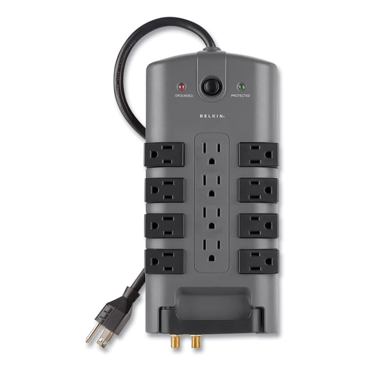 BELKIN COMPONENTS Pivot Plug Surge Protector, 12 AC Outlets, 8 ft Cord, 4,320 J, Gray (BLKBP11223008) thumbnail 4