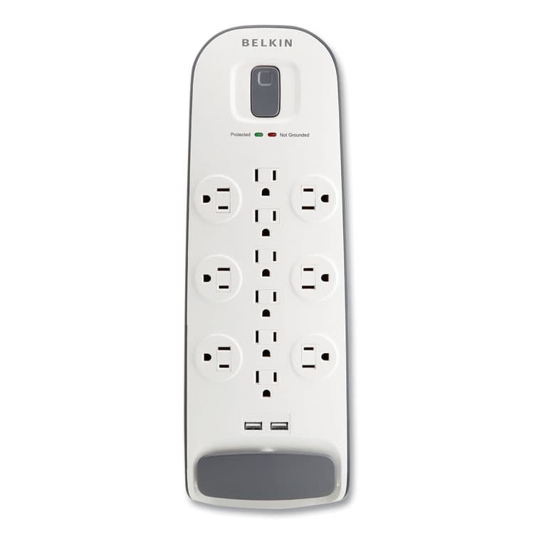 BELKIN COMPONENTS Home/Office Surge Protector, 12 AC Outlets, 6 ft Cord, 3,996 J, White/Black (BLKBV11205006) thumbnail 4