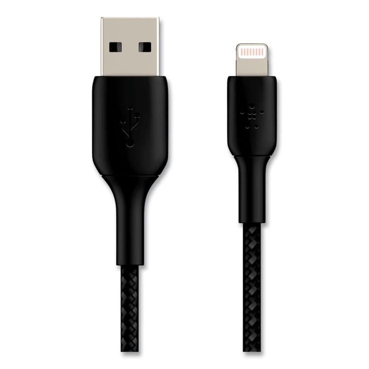 BELKIN COMPONENTS BOOST CHARGE Braided Apple Lightning to USB-A ChargeSync Cable, 6.6 ft, Black (BLKCAA002BT2MBK) thumbnail 2