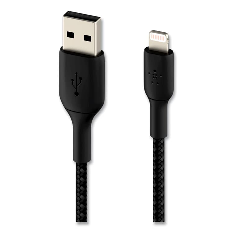 BELKIN COMPONENTS BOOST CHARGE Braided Apple Lightning to USB-A ChargeSync Cable, 6.6 ft, Black (BLKCAA002BT2MBK) thumbnail 3