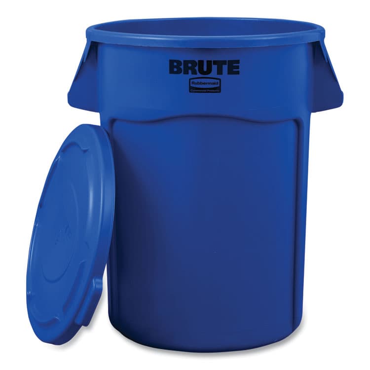 RUBBERMAID COMMERCIAL PROD. BRUTE Self-Draining Flat Top Lids, for 44-gal Round Brute Container, 24.5 dia, Blue, 4/Carton (RCP1779636CT1)