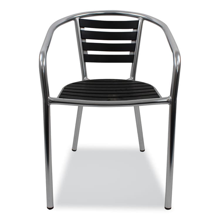JMC FURNITURE Pinzon Series Chairs, Support Up to 300 lb, 18" Seat Height, Black/Silver Seat, Black/Silver Back, Silver Base (JMCPINACBLK)