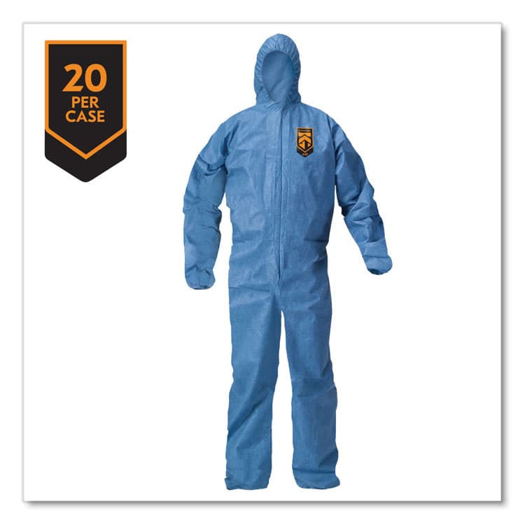 KIMBERLY-CLARK PROFESSIONAL A20 Breathable Particle Protection Coveralls, Zip Front, Hood, Elastic Back, Wrists, Ankles, 4X-Large, Blue, 20/Carton (ANS58517) thumbnail 3