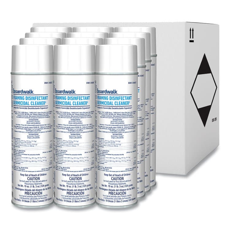 BOARDWALK Foaming Disinfectant Germicidal Cleaner, Flowery Scent, 19 oz Aerosol Can, 12/Carton (BWK343ACT)