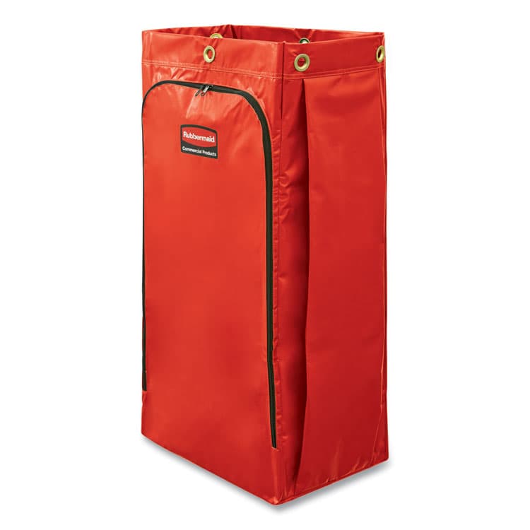 RUBBERMAID COMMERCIAL PROD. Vinyl Cleaning Cart Bag for Rubbermaid Commercial High-Capacity Cleaning Carts, 34 gal, 10.5" x 16.8" x 33", Red (RCP1966882)