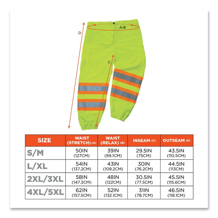 ERGODYNE CORPORATION GloWear 8911 Class E Two-Tone Pants, Small/Medium, Lime (EGO22963) thumbnail 3