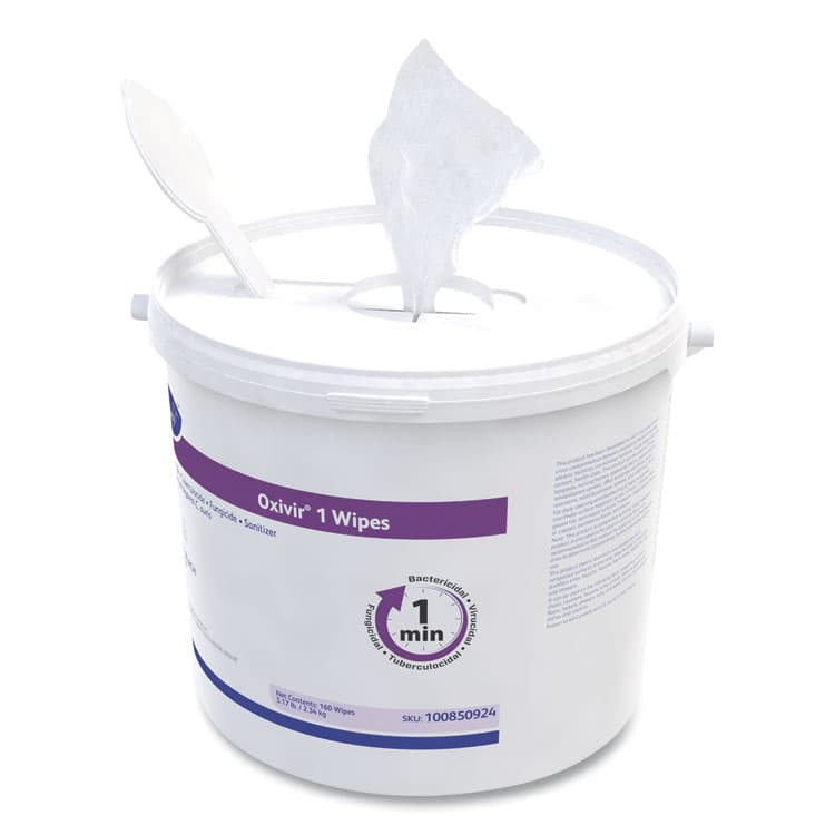 DIVERSEY Oxivir 1 Wipes, 1-Ply, 11 x 12, 160/Canister, 4 Canisters/Carton (DVO100850924) thumbnail 3
