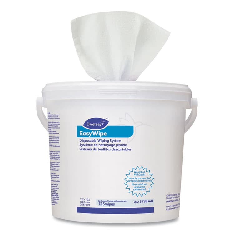 DIVERSEY Easywipe Disposable Wiping Refill, 8.63 x 24.88, White, 125/Bucket, 6/Carton (DVO5768748) thumbnail 2