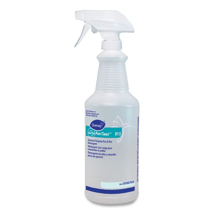 DIVERSEY Pan Clean Spray Bottle, 32 oz, Clear, 12/Carton (DVOD95007826)