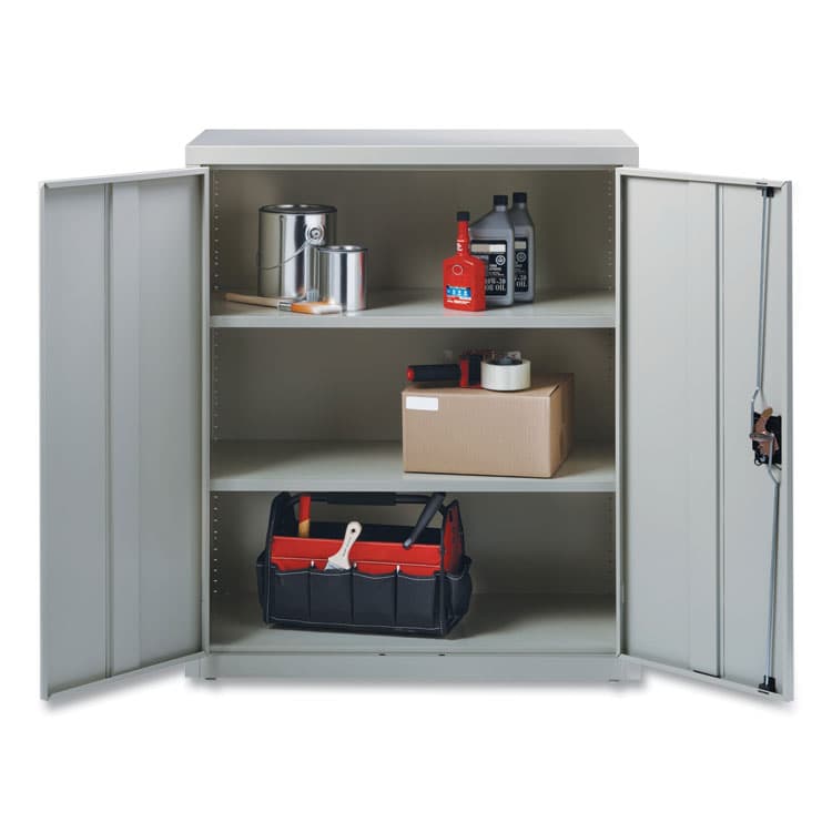 ALERA Economy Assembled Storage Cabinets, 3 Shelves, 36" x 18" x 42", Light Gray (ALEHCM4218LG) thumbnail 4